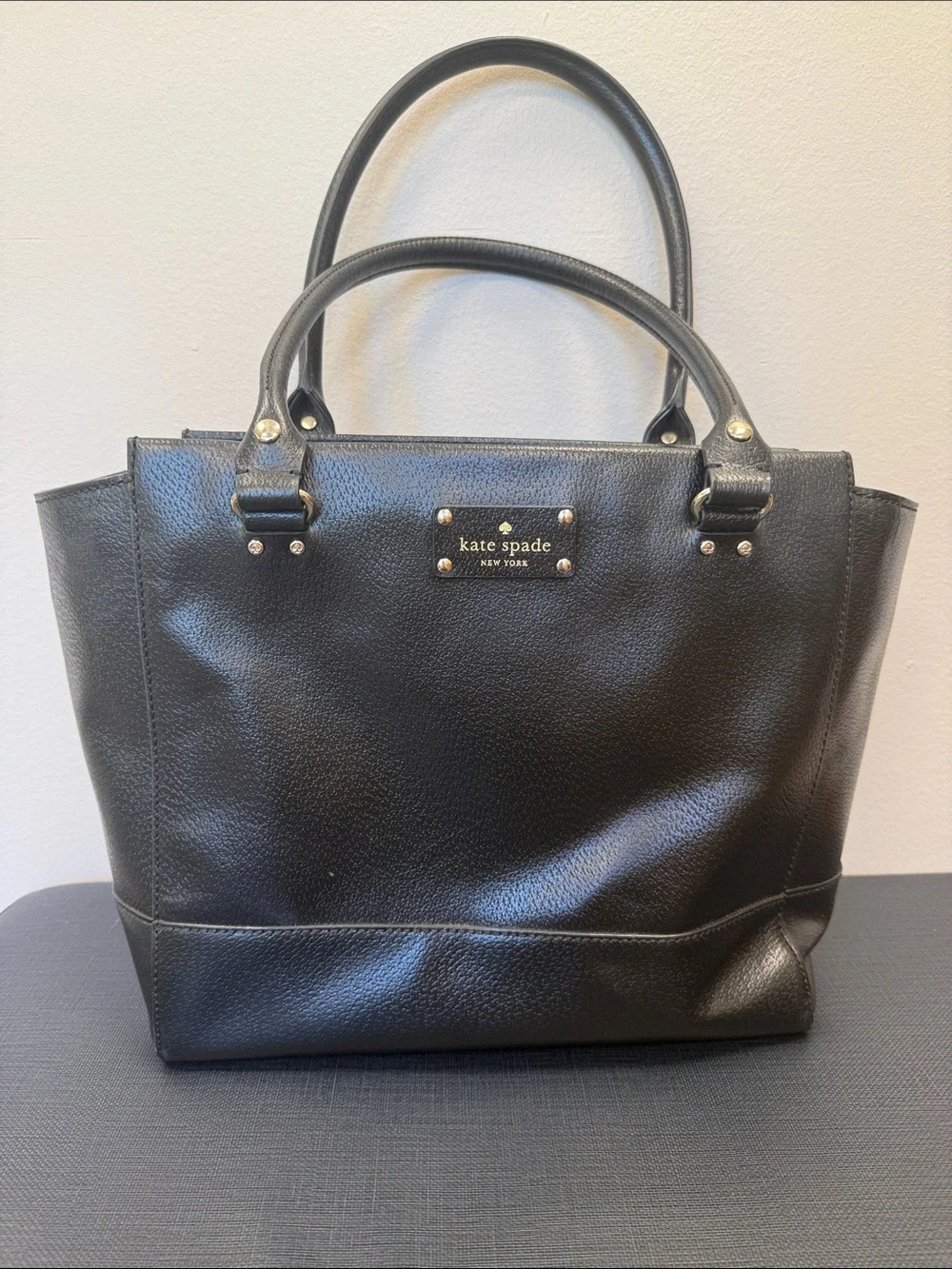 Kate Spade black leather Wellesley Satchel Purse